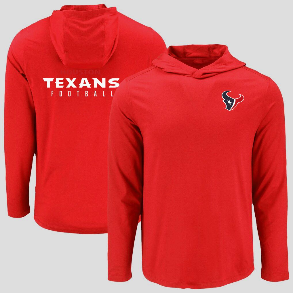 Men 2026 NFL Houston Texans Hooded long sleeved T-shirt red 05